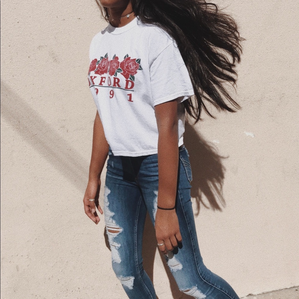 Brandy Melville oxford cropped tee